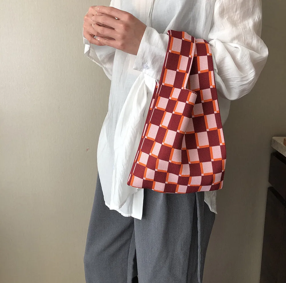 Paziye Bag - Check Double Knit Shopping Bag