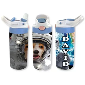 Personalized Kids' 12oz Double Walled Stainless Steel Bottle - Space Dog