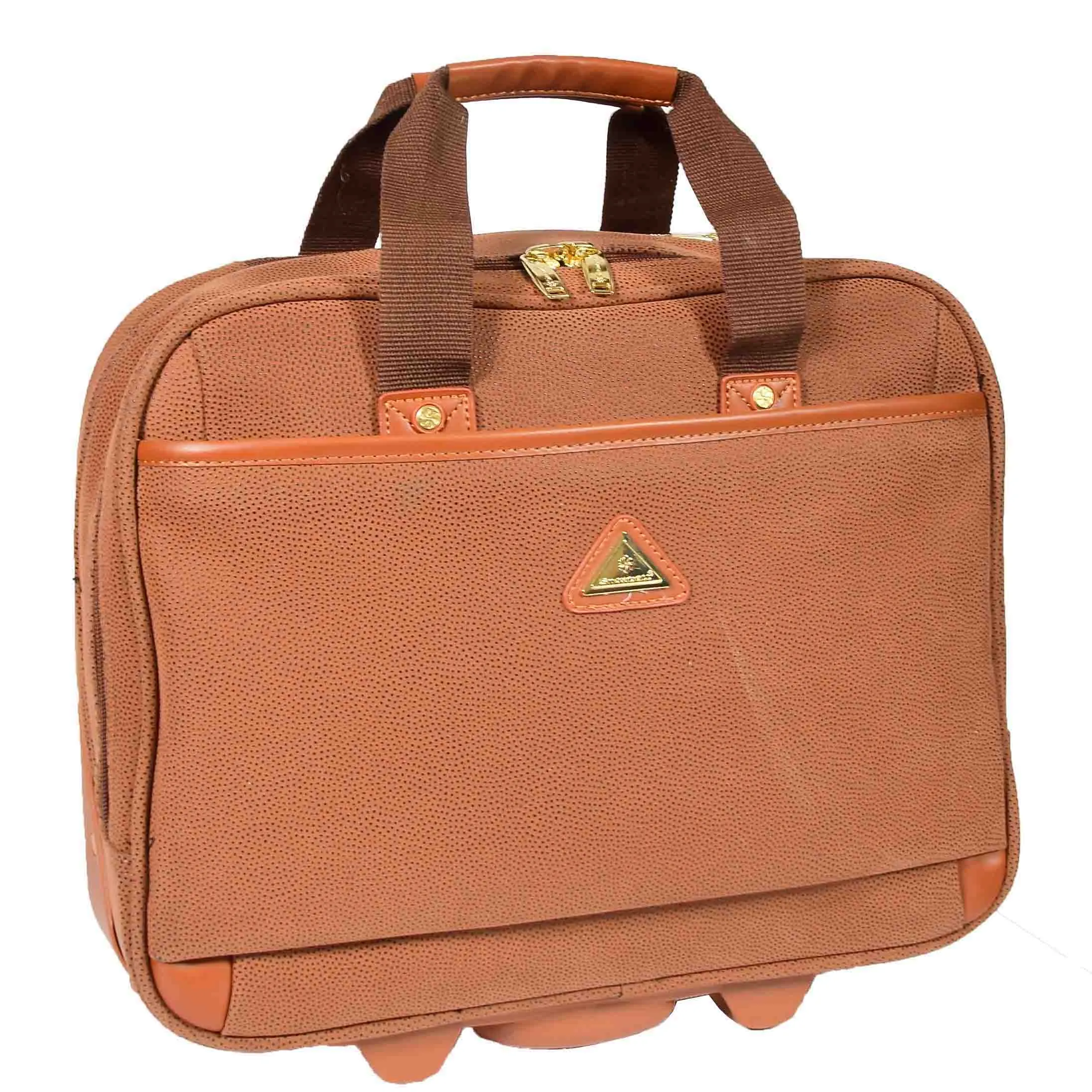 Pilot Case with Wheels Faux Suede Briefcase Style CADIZ Camel