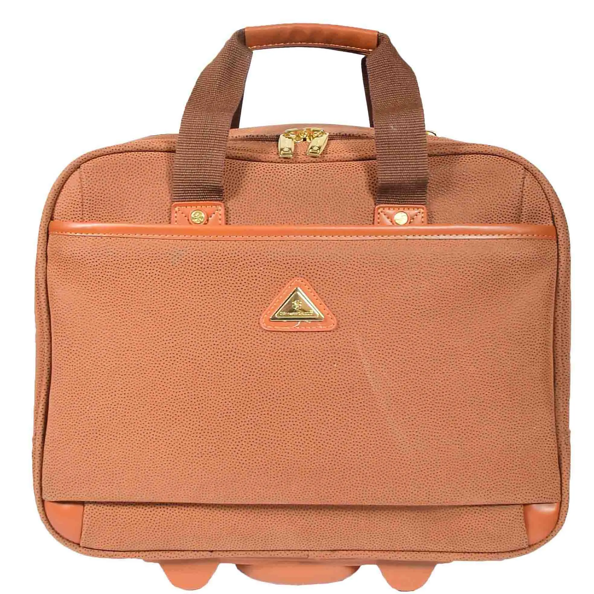 Pilot Case with Wheels Faux Suede Briefcase Style CADIZ Camel