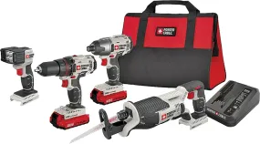 Porter-Cable PCCK615L4 Combination Tool Kit, Battery Included, 1.5 Ah, 20 V, Lithium-Ion :EA: QUANTITY: 1