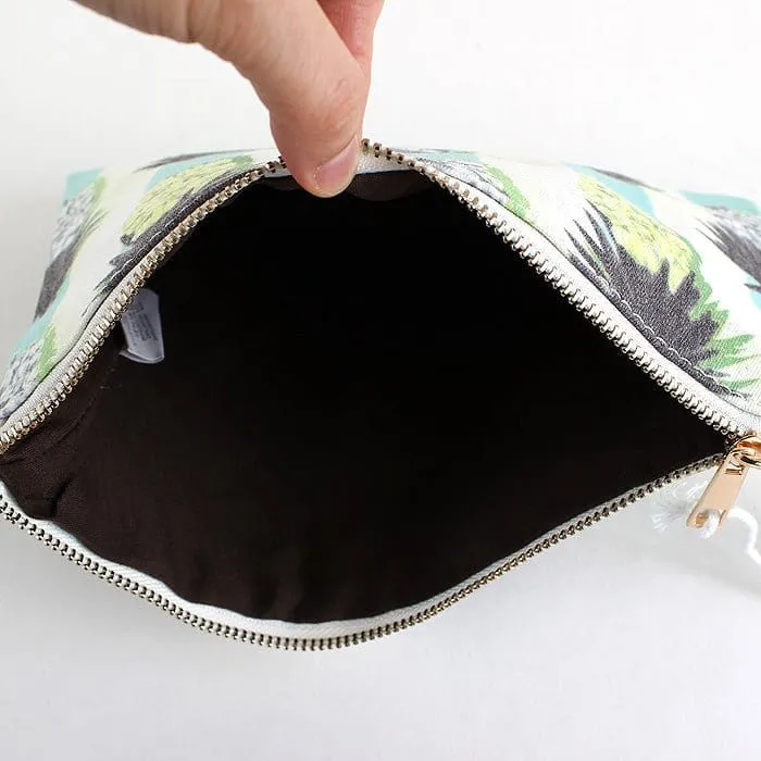 PPC5026(BK) Pineapple Print Fashion Clutch/Crossbody Bag with Tassel