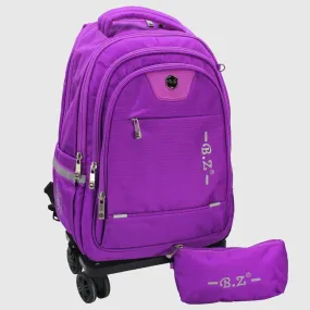 Purple 18 Inches Trolley Backpack   Pencil Case