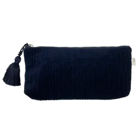 Quilted Velvet Hold Me Clutch - Navy