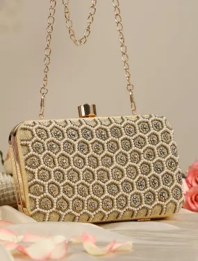 Radiant Hexagon Gold Clutch Bag