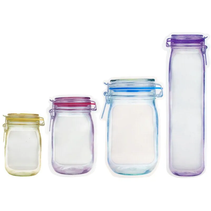 Reusable Mason Jar Zipper Bags Food Storage Bag Seal Fresh Zip Lock