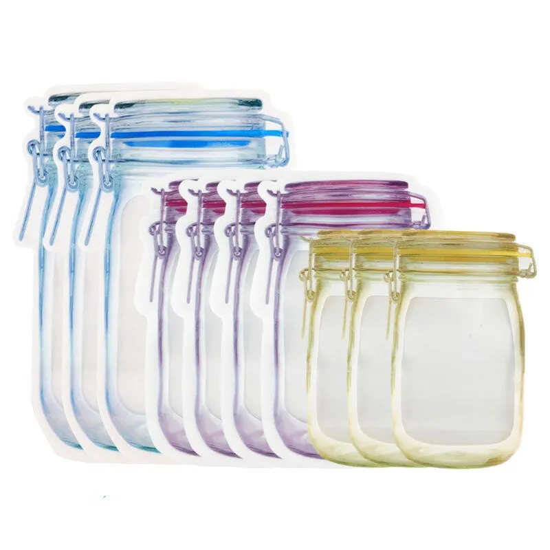 Reusable Mason Jar Zipper Bags Food Storage Bag Seal Fresh Zip Lock