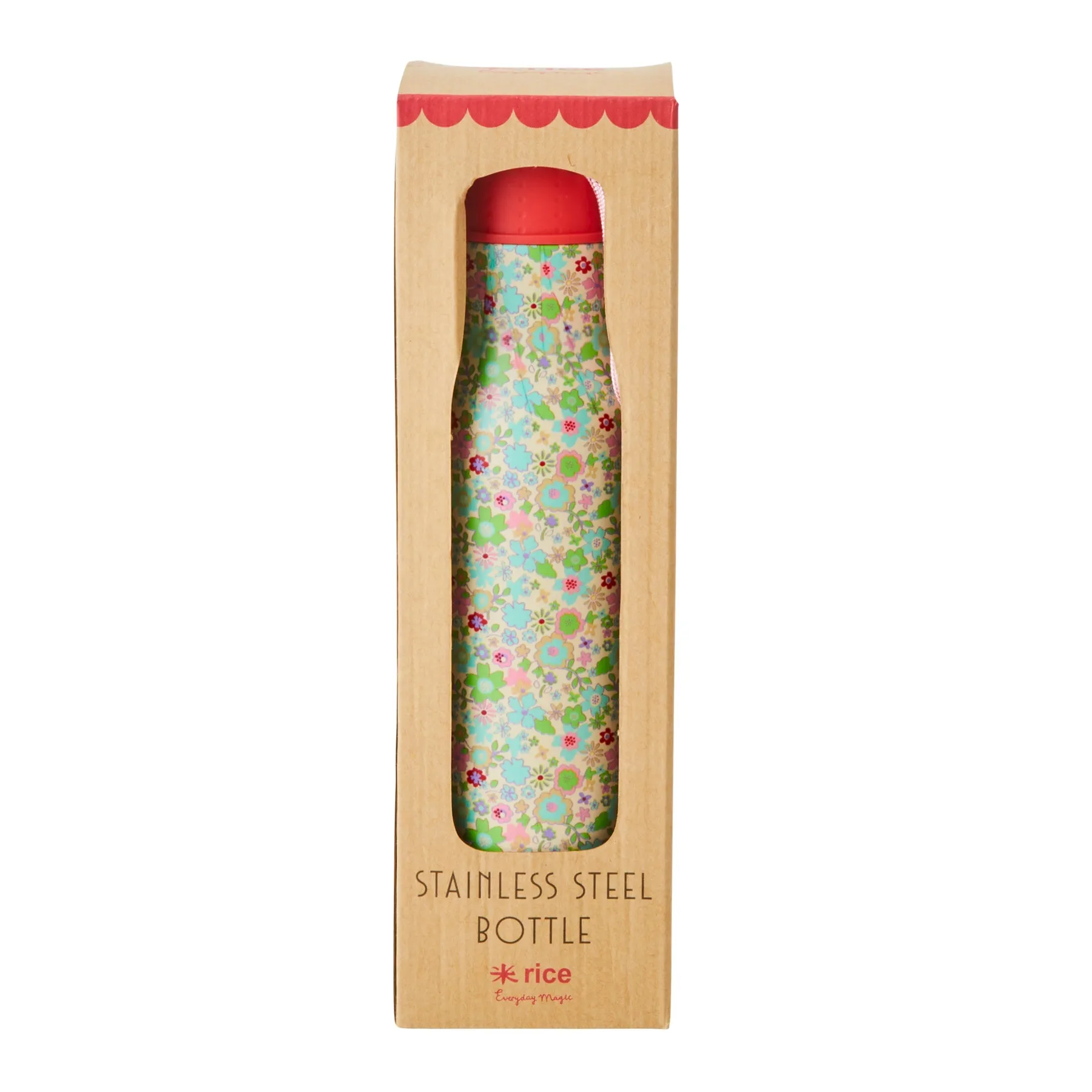 Rice DK Stainless Steel Drinking Bottle with Pastel Fall Floral Print - 12h Hot / 24h