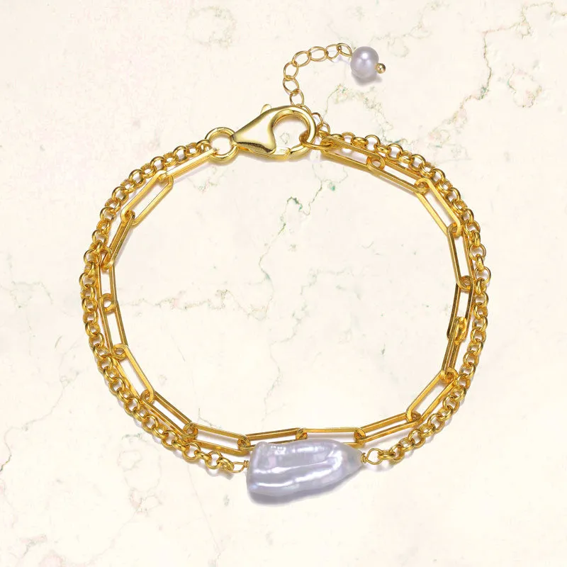 Sable Pearl Layered Golden Link Limited Edition Bracelet