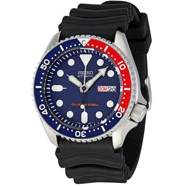 SEIKO SKX009K Automatic Black Rubber Watch for Men