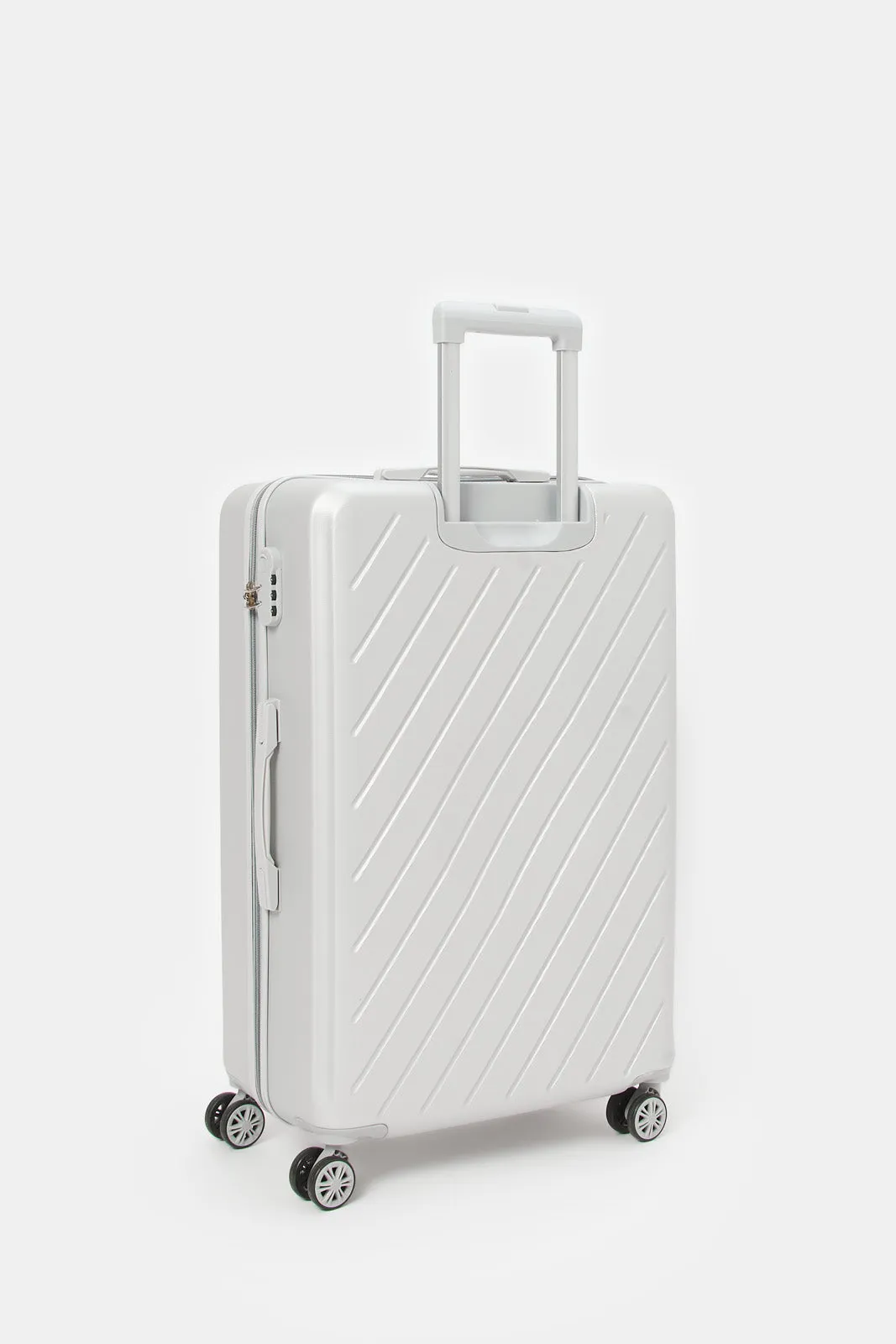 Silver Textured Trolley Luggage (24 Inch)