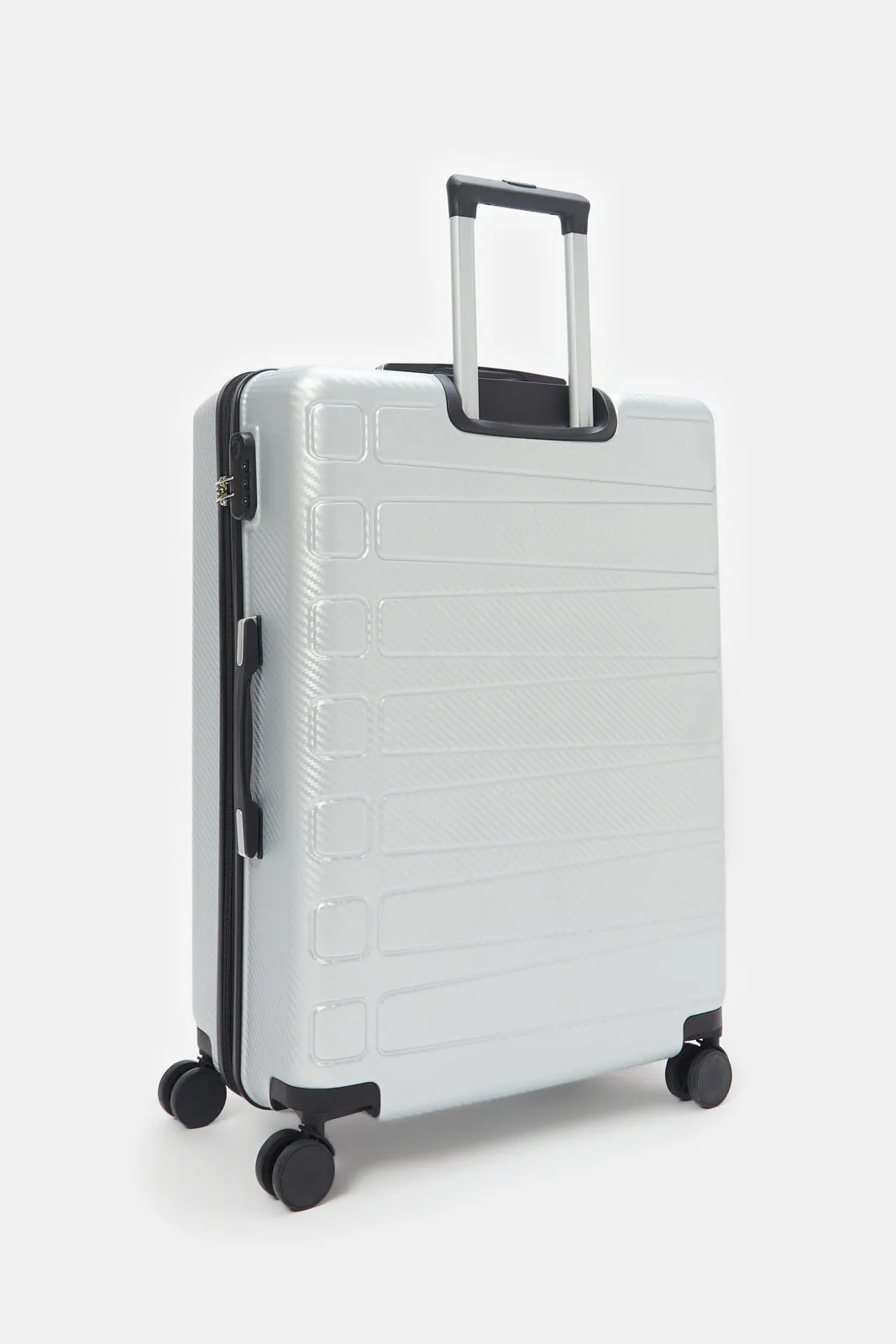 Silver Textured Trolley Luggage Trolley (28 Inch)