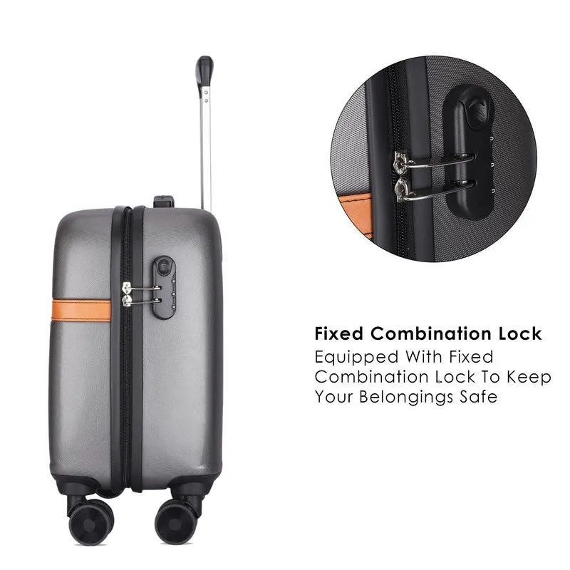 Single: Hard Case Suitcase with 8 Wheels & Lock | 18 inch | Grey