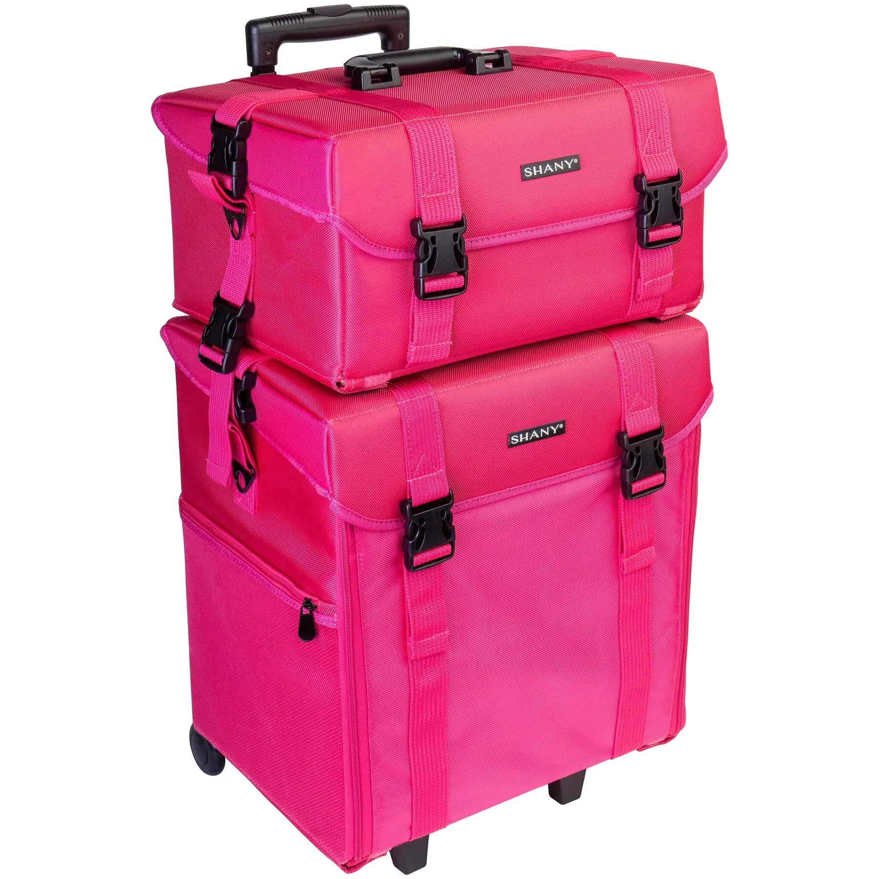 Soft Makeup Artist Rolling Trolley Cosmetic Case with Free Set of Mesh Bag