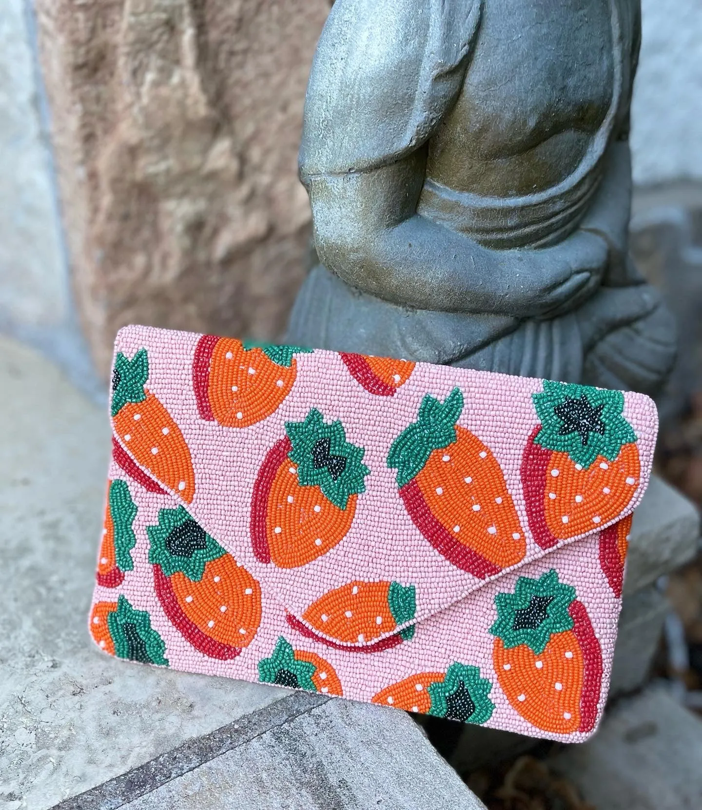 Strawberry Handmade Beaded Clutch