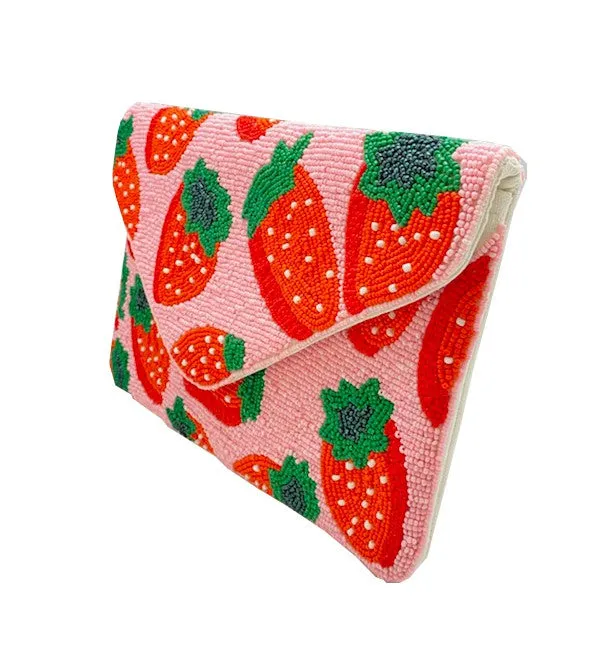 Strawberry Handmade Beaded Clutch