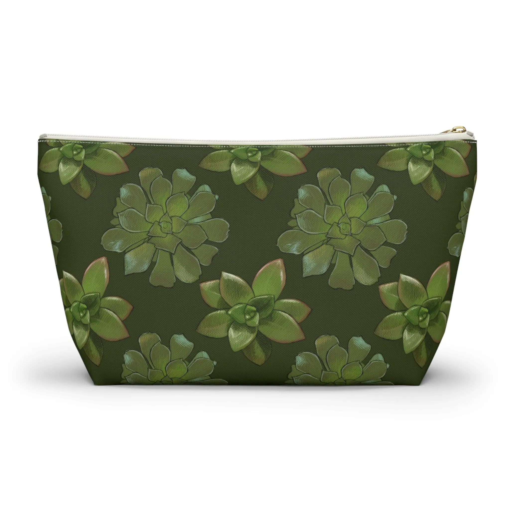 Succulents Pattern Bag - Accessory Pouch w T-bottom