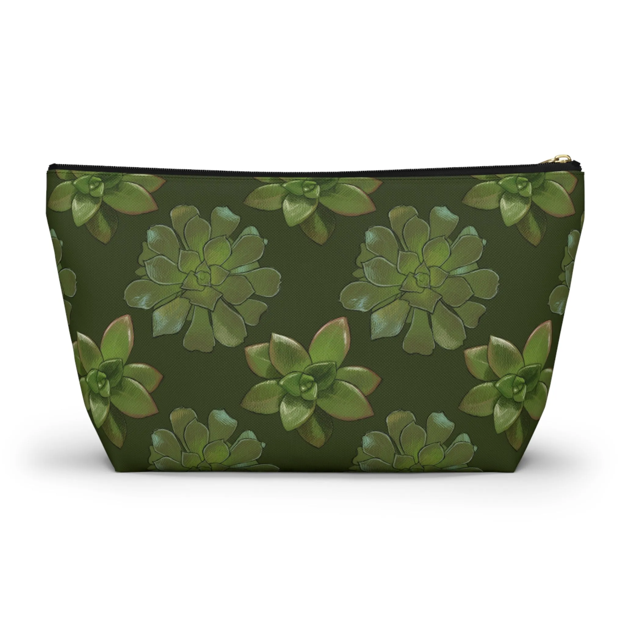 Succulents Pattern Bag - Accessory Pouch w T-bottom