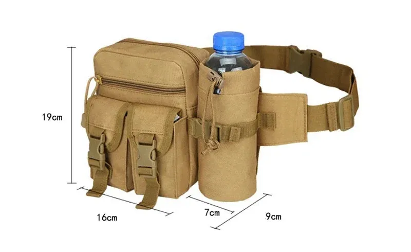 Tactical Men Waist Pack Nylon Hiking Water Bottle Phone Pouch Outdoor Sports Hunting Climbing Camping Belt Bag