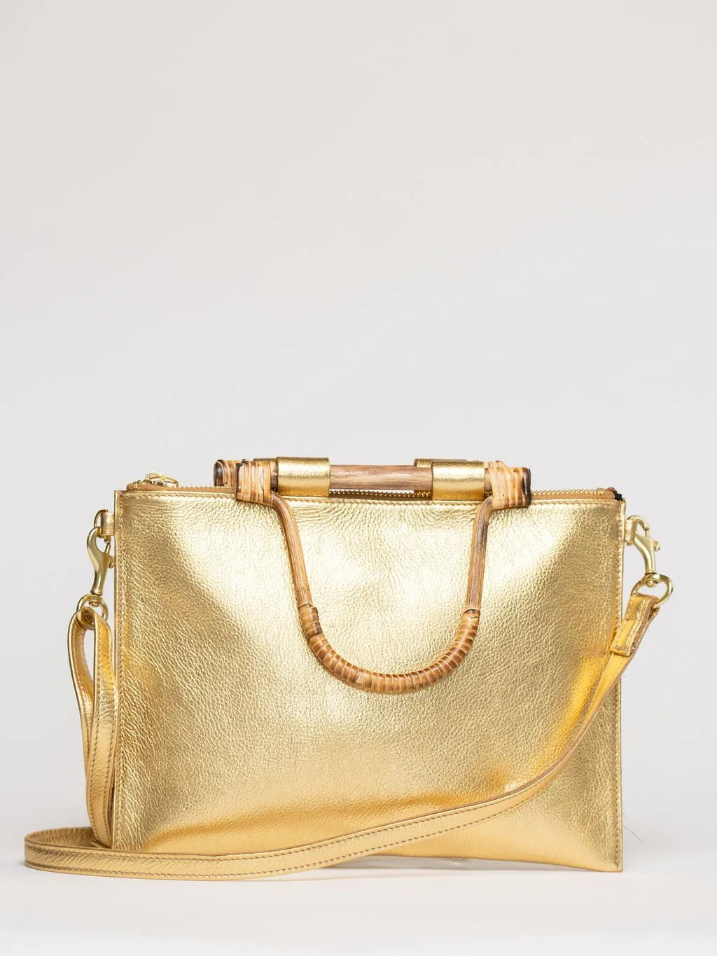 The Bamboo Clutch   Crossbody | Metallic Gold