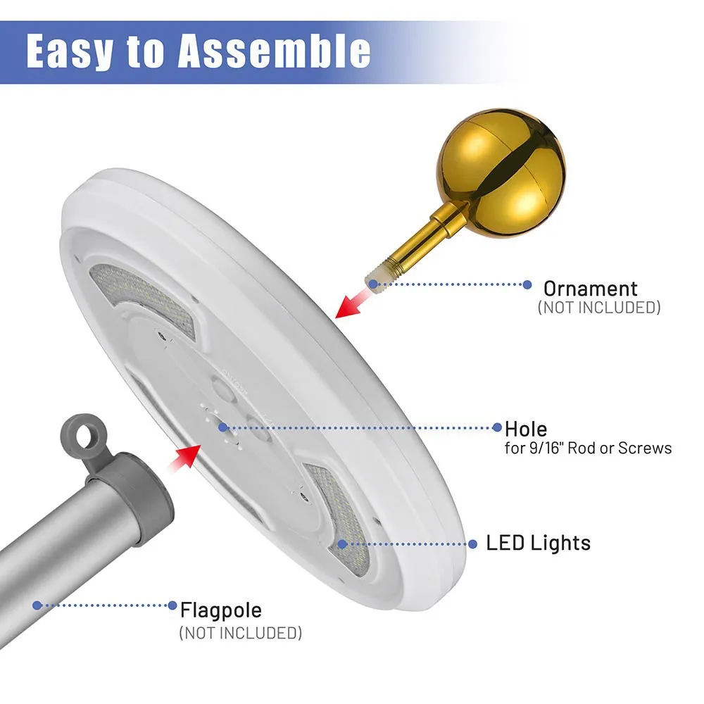 TheLAShop Flagpole Light Solar Powered Top Mount D9/16"