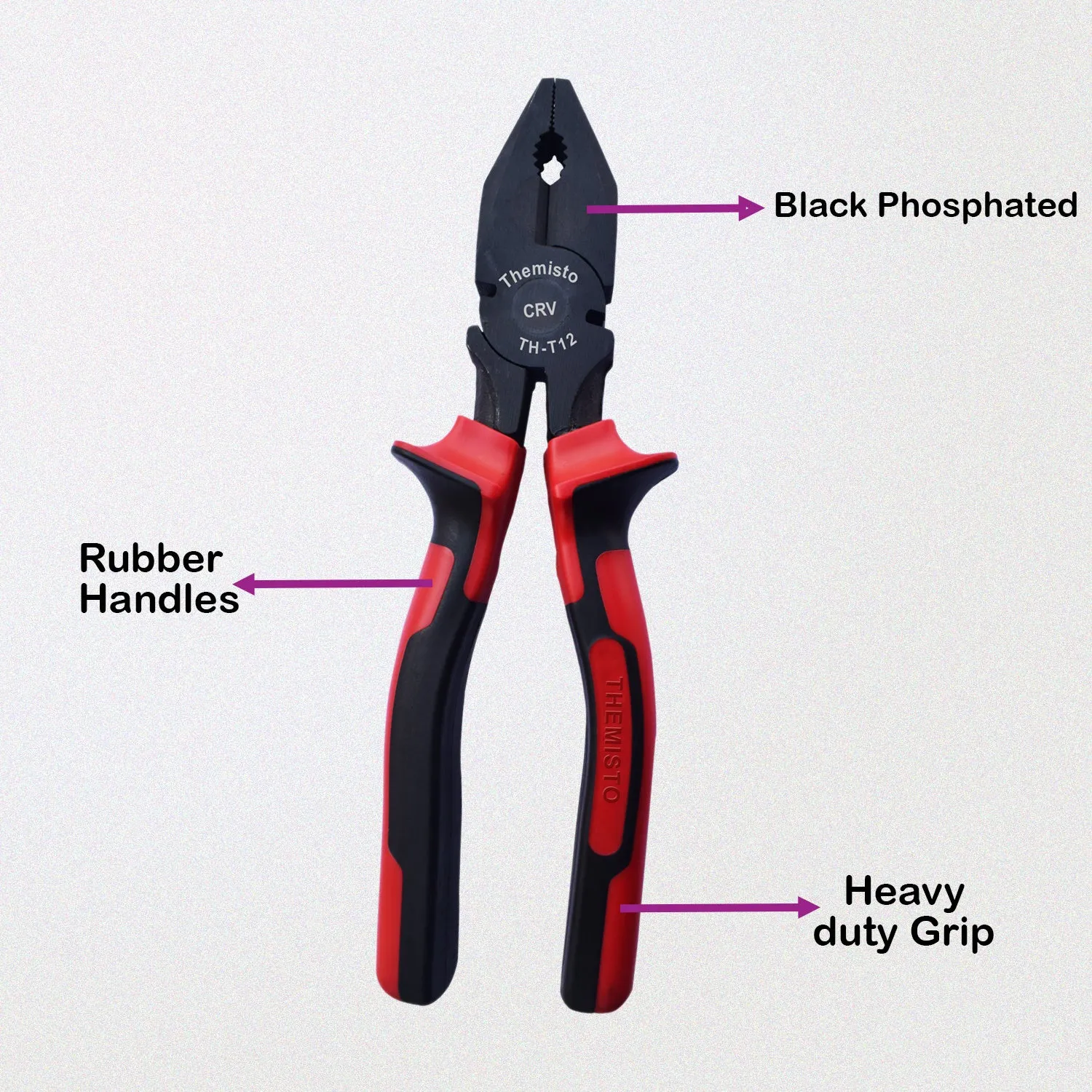 Themisto TH-T12 CRV 8 Inch Black Phosphated Combination Plier