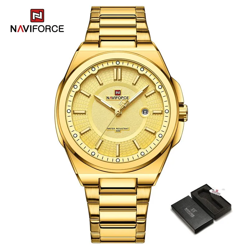 Top Brand Naviforce NF9212 Men's Watch Stainless Steel Male Quartz Sports Wristwatches Date Clock with Luminous Hands Relogio Masculino