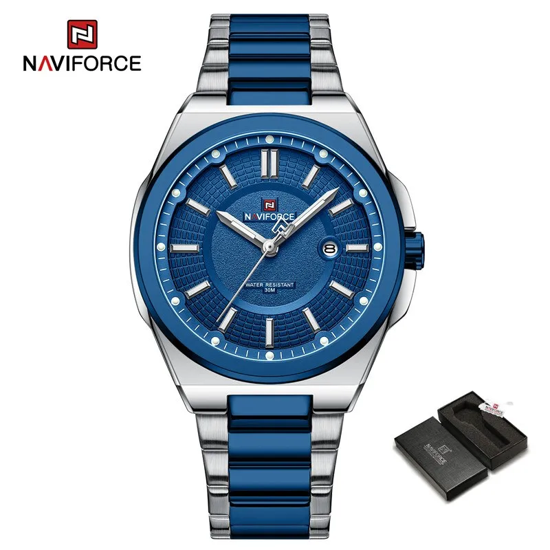 Top Brand Naviforce NF9212 Men's Watch Stainless Steel Male Quartz Sports Wristwatches Date Clock with Luminous Hands Relogio Masculino