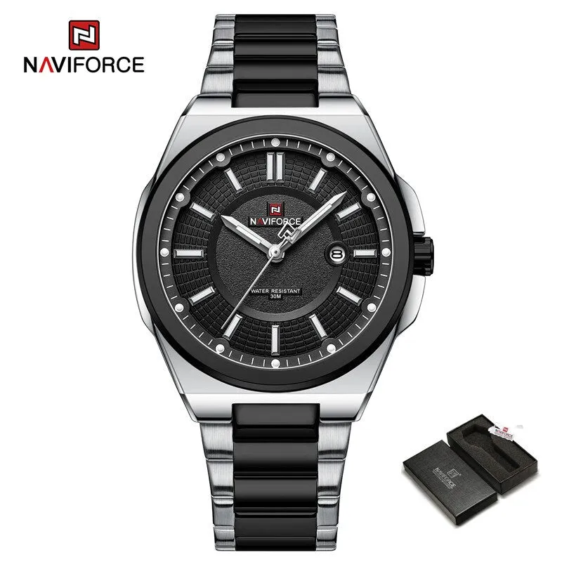 Top Brand Naviforce NF9212 Men's Watch Stainless Steel Male Quartz Sports Wristwatches Date Clock with Luminous Hands Relogio Masculino