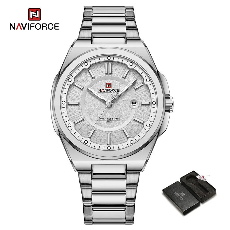 Top Brand Naviforce NF9212 Men's Watch Stainless Steel Male Quartz Sports Wristwatches Date Clock with Luminous Hands Relogio Masculino