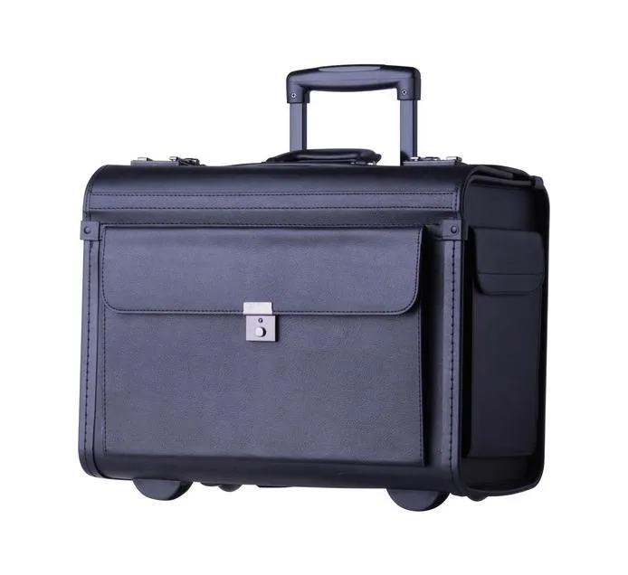 Tosca PVC 17" Laptop Pilot Case With Wheels | Black