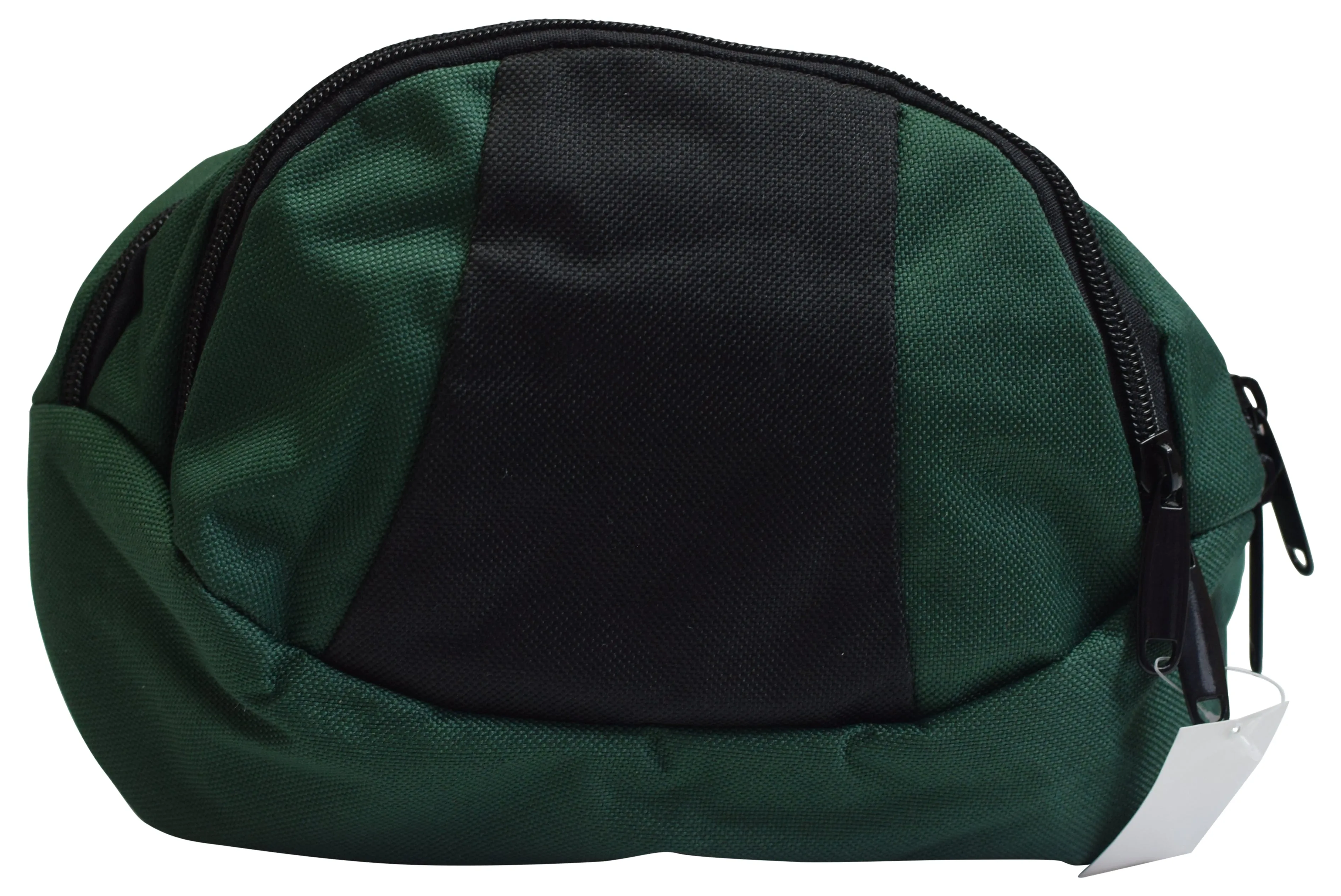 Travel Rounded Nylon Waist Pouch Fanny Pack W/ Adjustable Strap Black Green