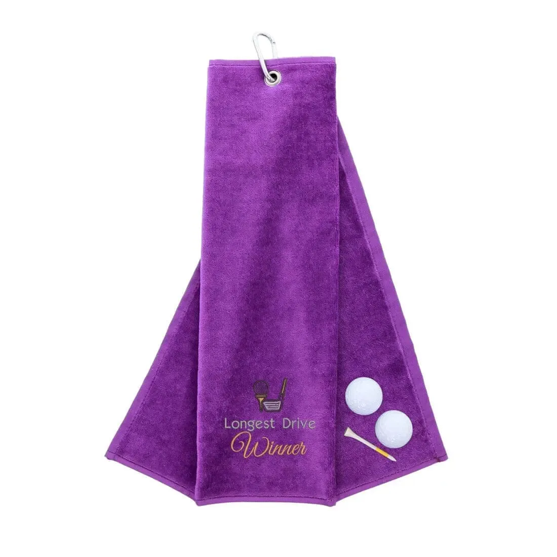 Tri-Fold Golf Towel Embroidered For Longest Drive Competition