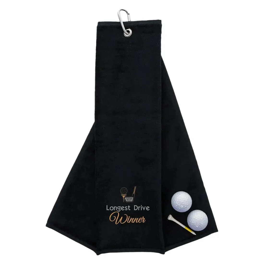 Tri-Fold Golf Towel Embroidered For Longest Drive Competition