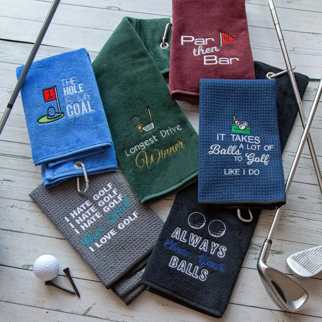 Tri-Fold Golf Towel Embroidered For Longest Drive Competition