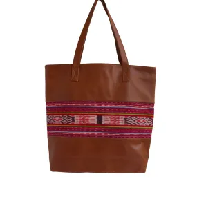 Tribal and Brown Leather Tote