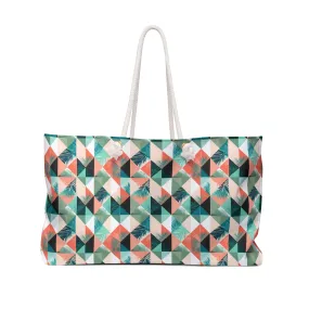 Tropical Geometry Weekender Bag, Travel Tote, Beach Bag, Weekend Getaway Essential, Vacation Accessory, Gift for Her