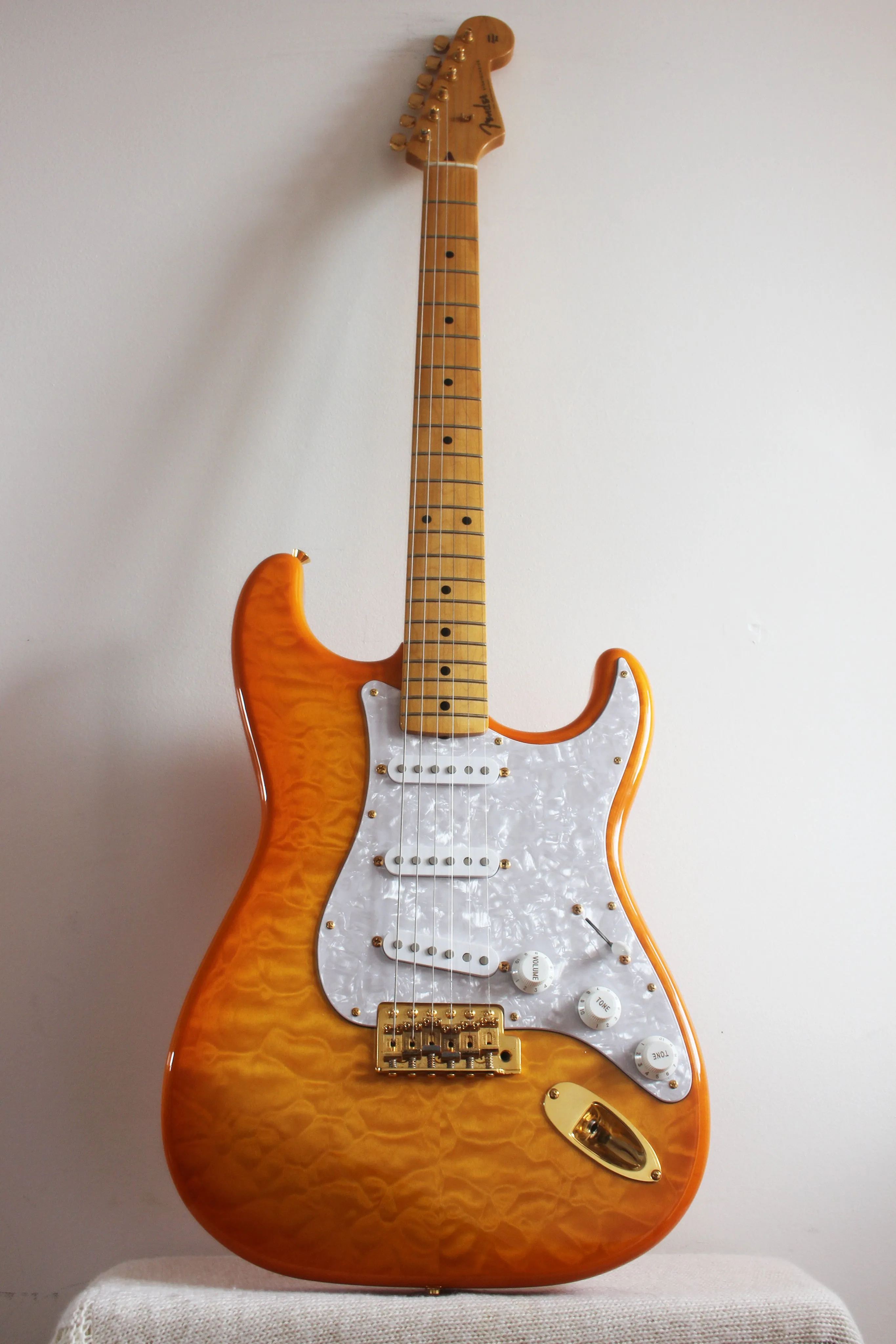 Used Fender Stratocaster Limited Edition Orange Quilt Maple