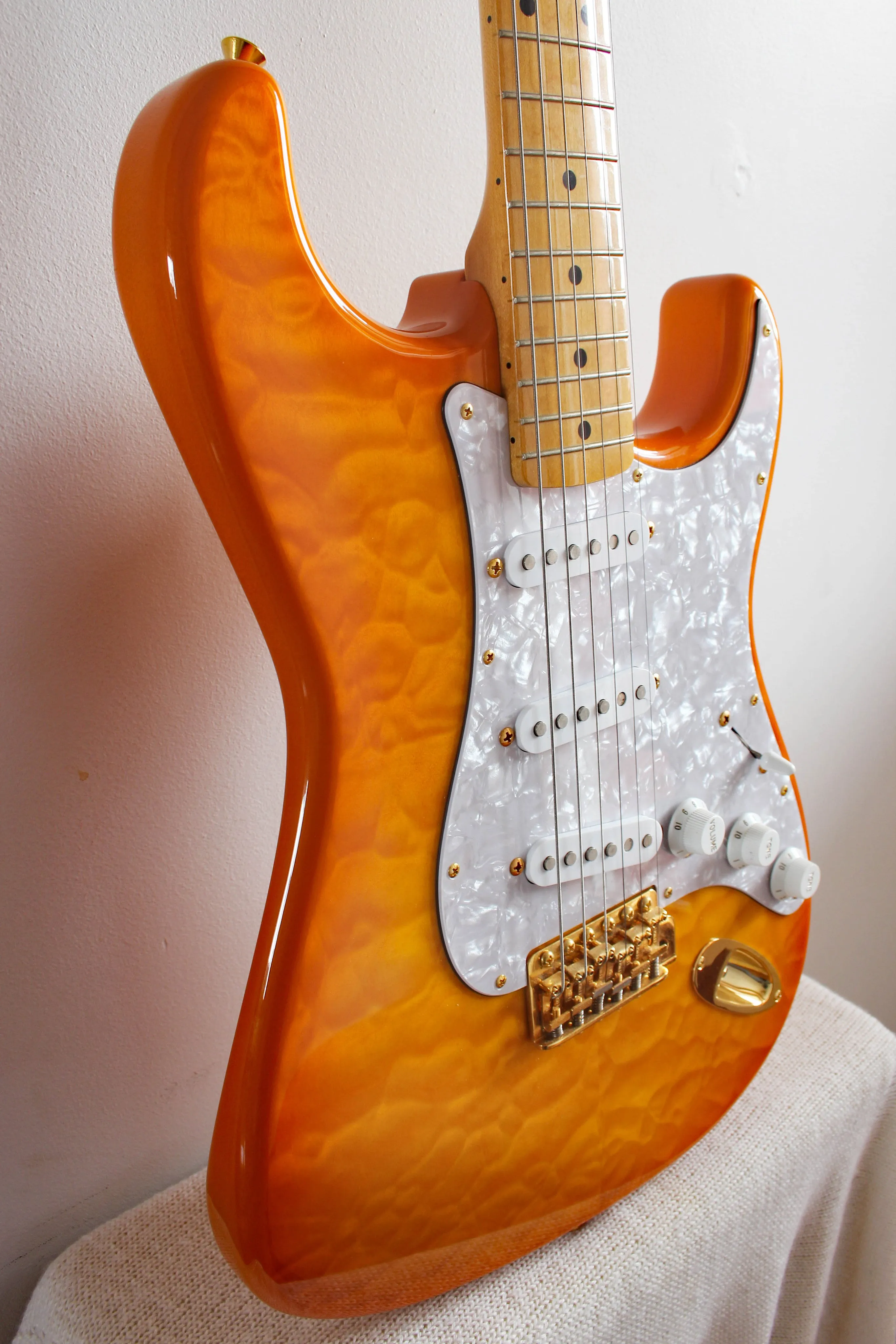 Used Fender Stratocaster Limited Edition Orange Quilt Maple