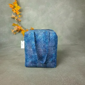 Water Proof Cotton Lunch Bag Blue Palmette Prints Design