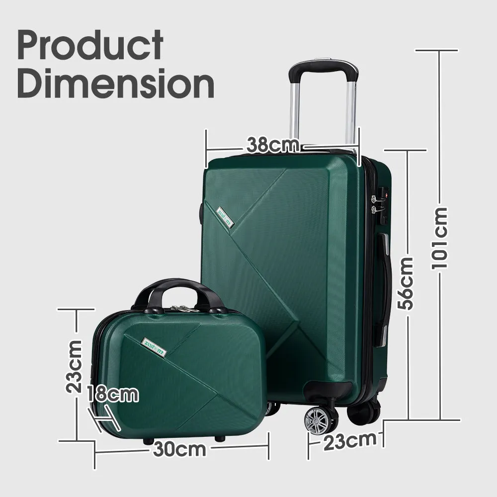 ZUNI 2PCS Luggage Suitcase Trolley Set Travel TSA Lock Storage Hard Case Green