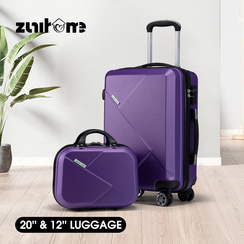 ZUNI 2PCS Luggage Suitcase Trolley Set Travel TSA Lock Storage Hard Case Purple